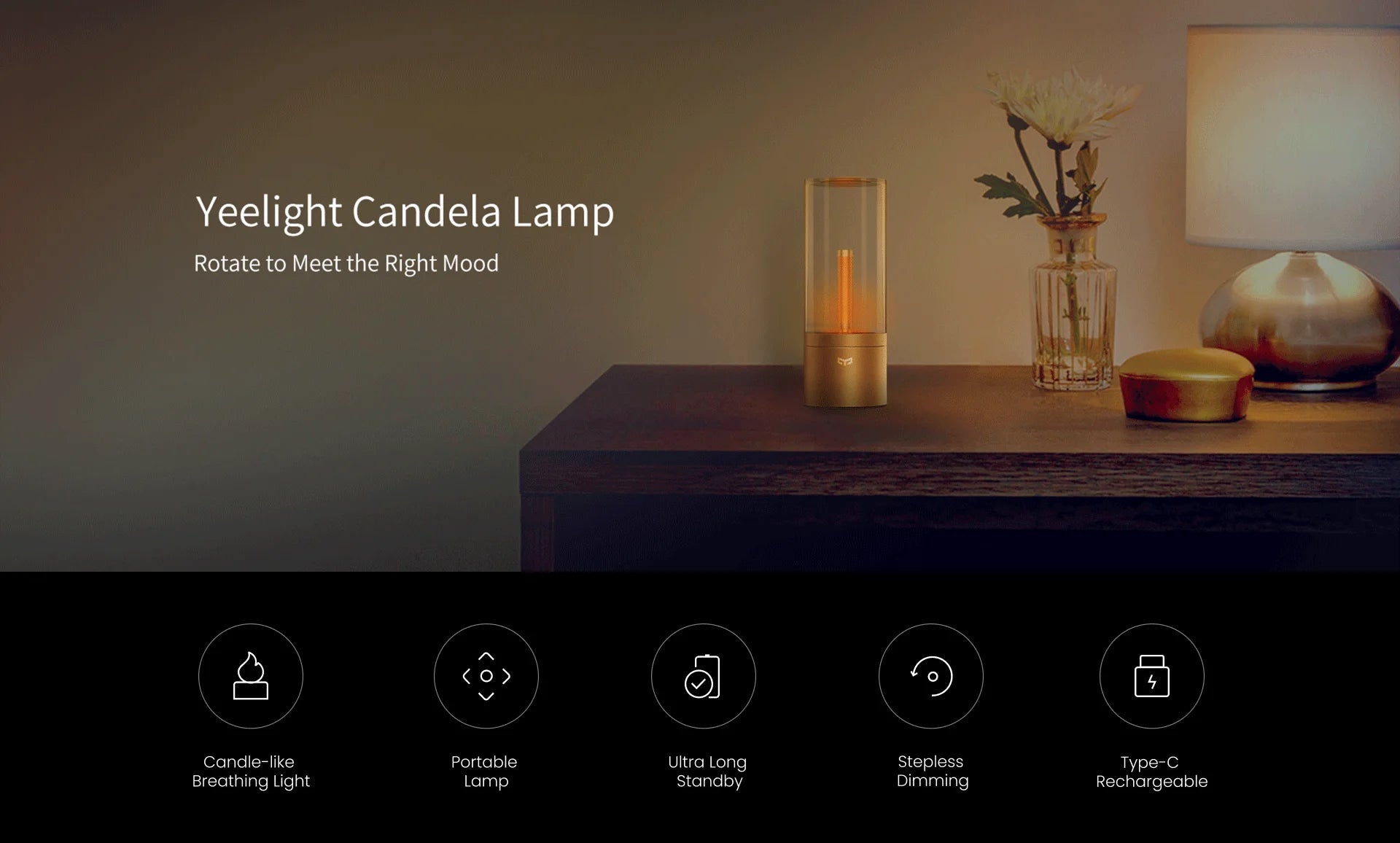 VivereHome™ Luminé Candela Ambient Table Lamp