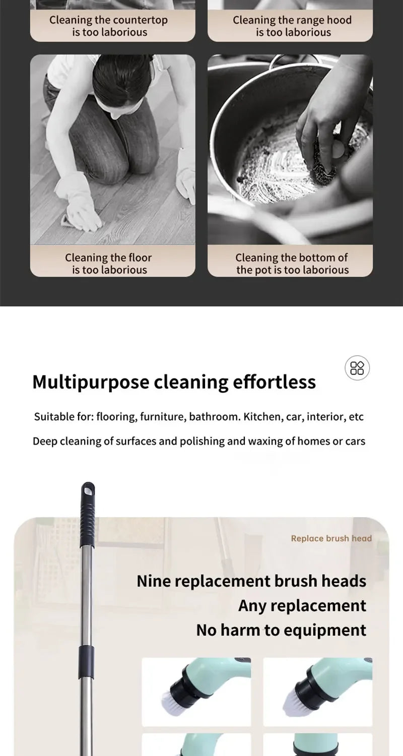 VivereHome 9-in-1 Electric Spin Cleaning Brush