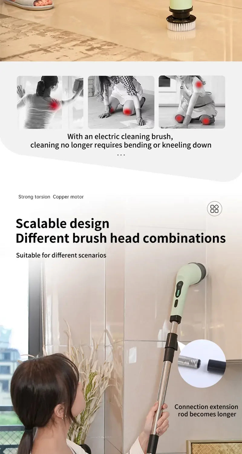 VivereHome 9-in-1 Electric Spin Cleaning Brush