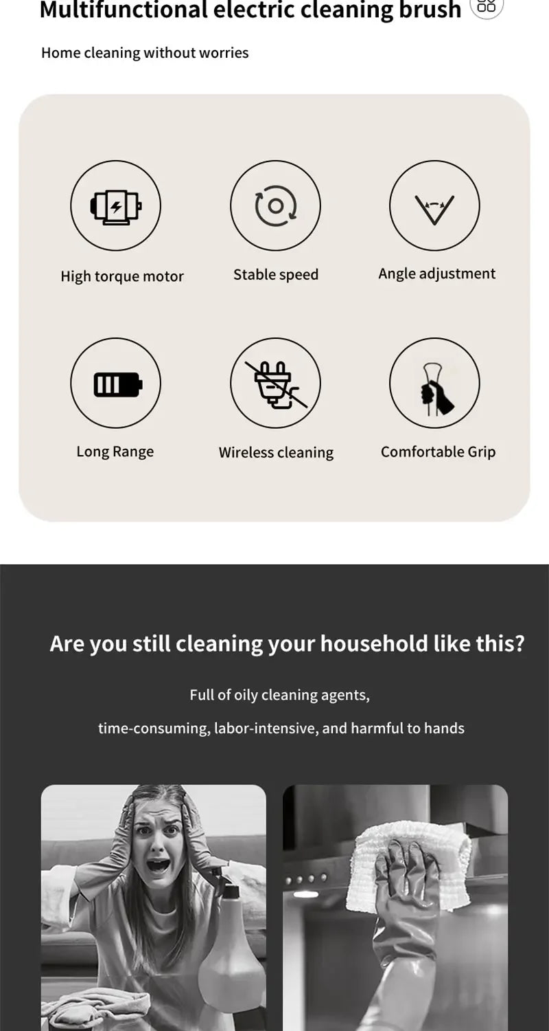VivereHome 9-in-1 Electric Spin Cleaning Brush
